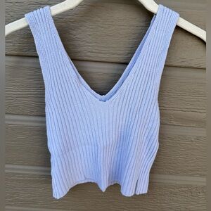 Brandy Melville Blue Ribbed Tank Top OS